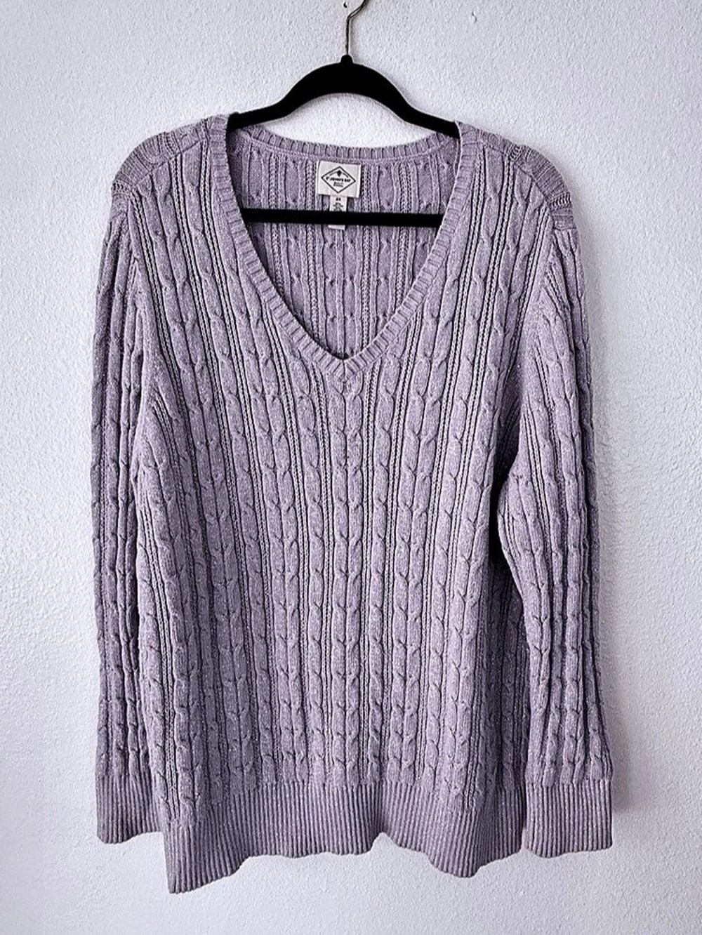 St. John's Bay Women's Cable Knit V-Neck Sweater Size 2X